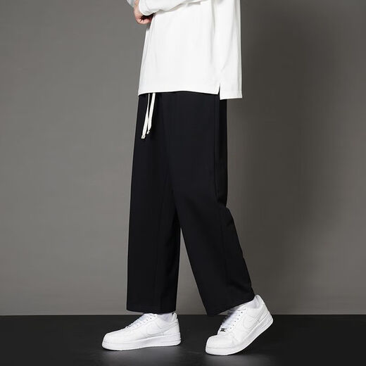 Foss Phil straight pants men's autumn and winter versatile sports loose drape casual pants men's 9066 black L