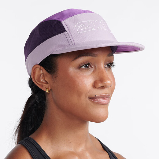 2XU light speed series sports peaked caps for men and women, outdoor cycling and fishing baseball caps, sun protection hats, cream pink/violet, one size fits all