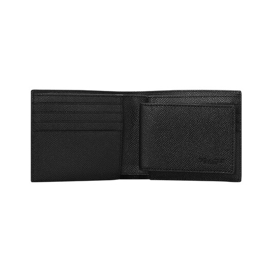 COACH Men's Short Half-Fold Cow Split Leather Wallet Black CR899