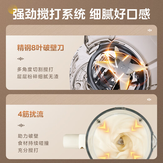 Midea Sleep Wall Breaker Home 1.5L Intelligent Noise Reduction Fully Automatic No-cook Soybean Milk Maker Light Sound 44 Decibels Multifunctional Grain and Food Supplement Juicer 555 National Subsidy