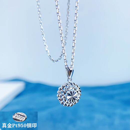 He Ye Exploding Pt950 Platinum Round Diamond Flower Water Drop Diamond Flower Pendant Genuine platinum double-sided women's small tag Round diamond single pendant 2.01 grams Width 11mm Height 18mm