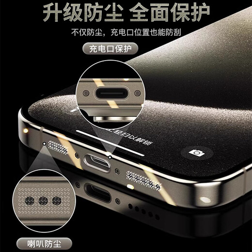 RuRihai geeignet für Apple 16promax/16pro Rahmenfolie iPhone 16 Seitenfolie staubdicht Netzaufkleber Lautsprecher Ohrhörer staubdicht Handy-Schutzfolie Seitenfolie Apple 16promax Seitenfolie Ohrhörer staubdicht Version-2 Set