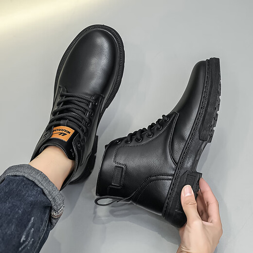 Warrior Martin boots mid-high top casual shoes trendy men's boots versatile men's shoes WXP (WZ)-2140 Black 43