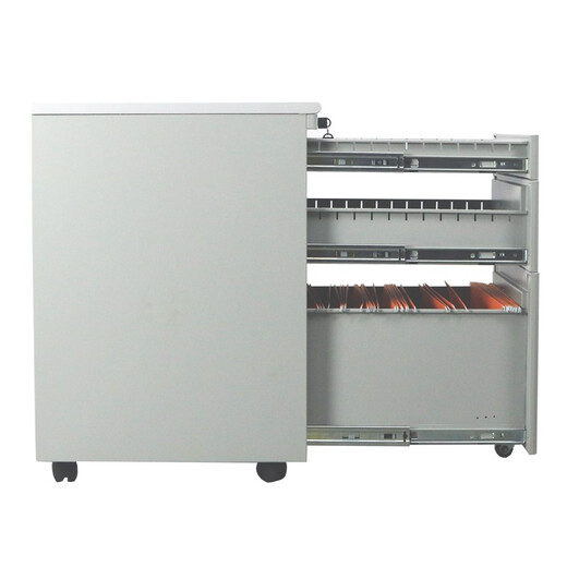 Jida Furniture (JIDA) Shanghai iron sheet steel three bucket drawer movable document low tool information cabinet under the table a4 hanging quick labor cabinet with wheel lock light gray GX-3D height 675*width 405*depth 495