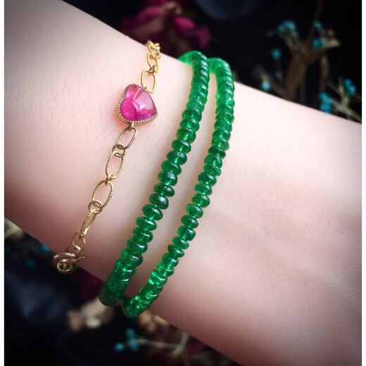 DL 1998 Fat Donglai same style tanzanite tourmaline tsavorite blue orb bead chain millet beibei chain pink spinel ruby 925 silver blue Linhui faceted necklace 3.24.6m