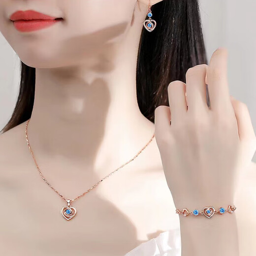 Ji Sifan Light Luxury Eternal Heart Necklace Women's Valentine's Day Wedding Anniversary Birthday Gift for Girlfriend and Wife 30-40 Years Old Any Two Piece Set - Contact Customer Service Remarks for Delivery