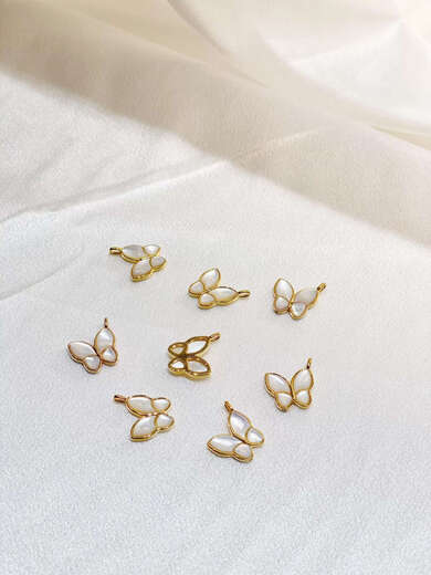 Luruo 18k gold mother-of-pearl butterfly pendant color gold rose gold necklace bracelet pendant au750 gift for girls 18k rose gold pendant + 18k gold chain