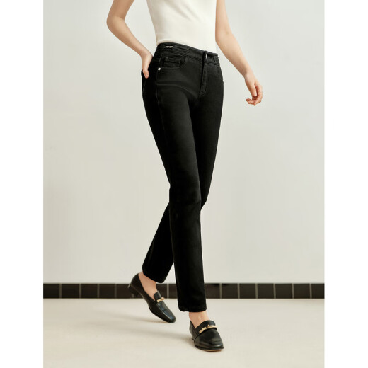 Inman Carrot Jeans Women's Spring Retro High Waist Slimming Legs Long Versatile Pants W18412568 Denim Black 27