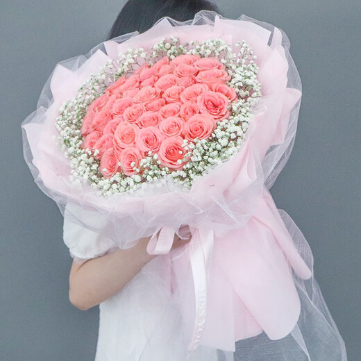 Youke Jade Valentine's Day Flower Express Red Rose Bouquet Confessing Love to Girlfriend and Wife Birthday Gift Nationwide Delivery 33 Diana Bouquet Fashion Style