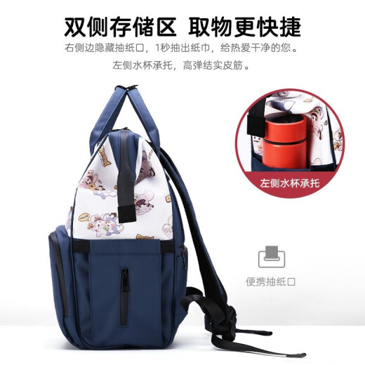 lydababy Mummy Bag Multifunctional Large Capacity Backpack Hand-held Mother and Baby Bag Lightweight Mommy Baby Backpack Hong Kong Trendy Brand Mommy Bag Egg Ding Blue
