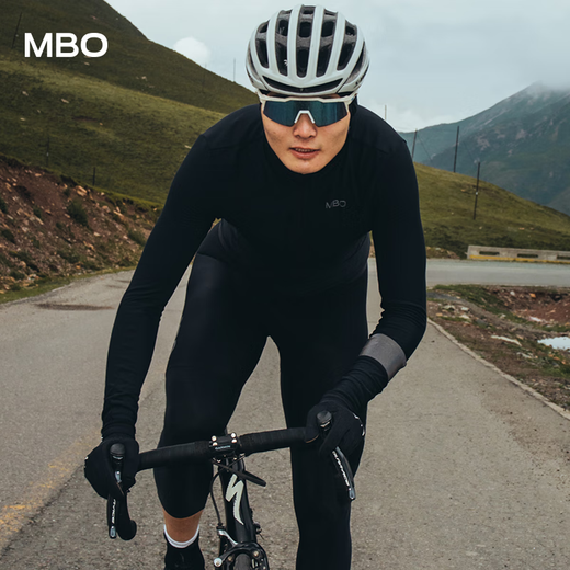 MBO Autumn and Winter Men's Fleece Long Sleeve Cycling Jersey Lightyear Road Cycling Top Black M