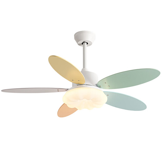 Beacon Full Spectrum Fan Light Sala de estar Nordic Comedor de calabaza Luz de techo de calabaza Simple Moderno Master Bedroom Light Candelier Integrated Spectrum 42-674A Hoja de color blanco + control remoto