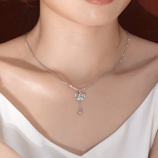 Yuanshengfu new PT950 fashionable tassel butterfly platinum pendant platinum colorful butterfly necklace pendant 1.60g