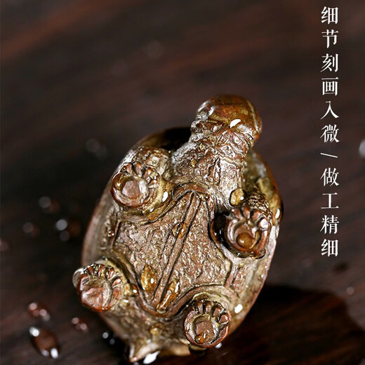 KAZUNORI Handmade Retro Turtle Copper Tea Pet Ornaments Creative Boutique Can Raise Solid Cover Zen Tea Play Tea Treasure Turtle Tea Pet
