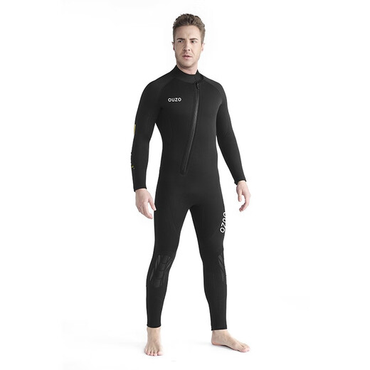 OUZO men's 5MM thickened one-piece wetsuit swimsuit winter swimming warm sun protection surfing suit jellyfish suit snorkeling equipment men's black M