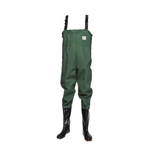 Hongshiyu thickened half-body waders for catching fishing one-piece full-body waterproof clothes men's leather water-forked pants wear-resistant reservoir fishing clothes thickened black leather pattern half-body 110 silk 39
