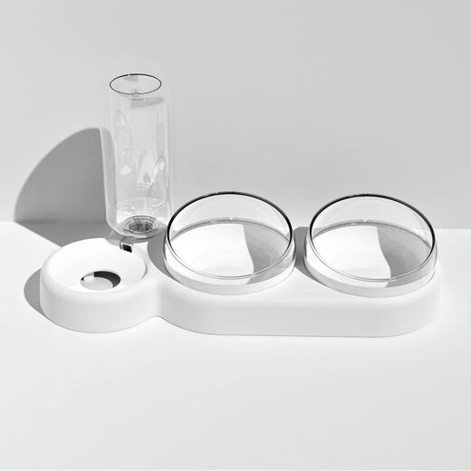 Huamei Chinchilla Bowl Double Bowl Dog Bowl Protects Cervical Vertebra Automatic Drinking Bowl Anti-Tip Cat Food Dog Rice Bowl Dog and Cat Supplies Dry and Wet Separation 2 Bowls 1 Water - Bright Yellow and Green + Placemat 2 Bowls 1 Water *Food Grade Material_Automatic Drinking Water