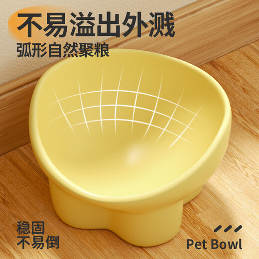 Qi Oh Cat Bowl Ceramic Cat Food Bowl Dog Bowl Food Bowl Cat Rice Bowl Large Diameter Water Bowl Slant Bowl Anti-Tip Bowl Pet Supplies Double Bowl + Grain Spoon Matcha Green + White Peach Powder