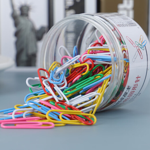 Tianzhang Office (TANGO) Colored Paper Clips 3#29mm Nickel-plated Metal Anti-rust Paper Clips 160 pieces/tube*3 tubes office supplies