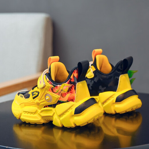 Guirenniao boys' shoes, boys' and girls' shoes, new big children's running shoes, autumn and winter single shoes, children's casual sports shoes, yellow 32