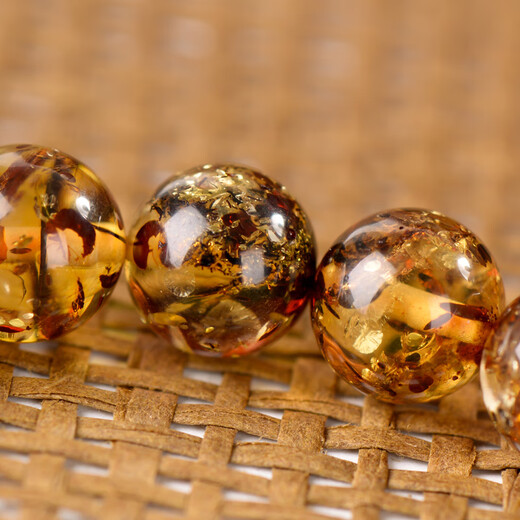 Wanjun natural amber, red flower, gold and amber Buddha beads bracelet, high purity water beads diameter 8.5mm, factory direct supply with certificate