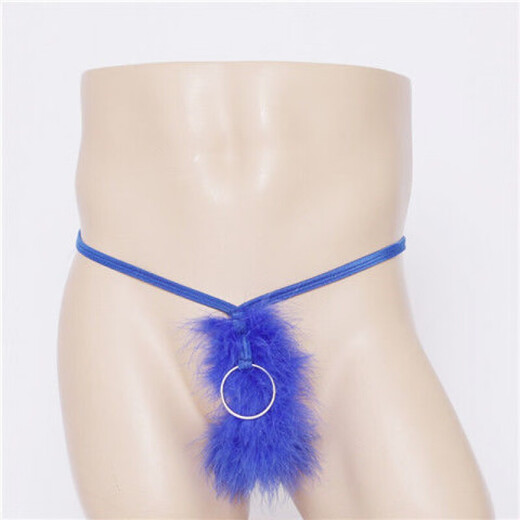 New men's sexy underwear European and American men's thong sexy temptation plush hoop transparent rose red