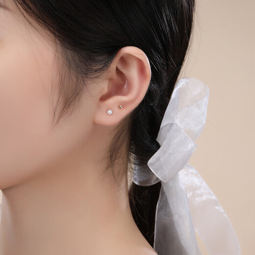 Chao Acer Pearl 18K Gold Earrings Color Gold Women's Birthday Gift Fairy Beads EEK33702748 Pair