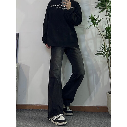 7 excellent products men's jeans autumn American retro high street casual straight slim fit versatile slightly flared long pants for men HCFS-2002 black regular XL