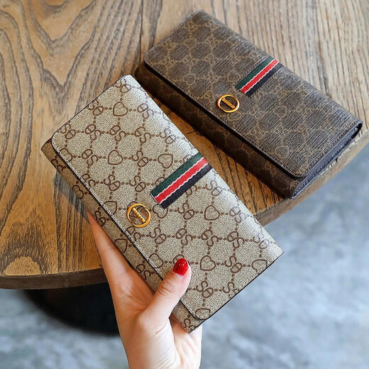 GIEVSZHE clutch bag, women's wallet, long style, new first-layer cowhide handbag, large-capacity coin purse, birthday gift for girlfriend, apricot color, ready for delivery on the same day, exquisite gift box