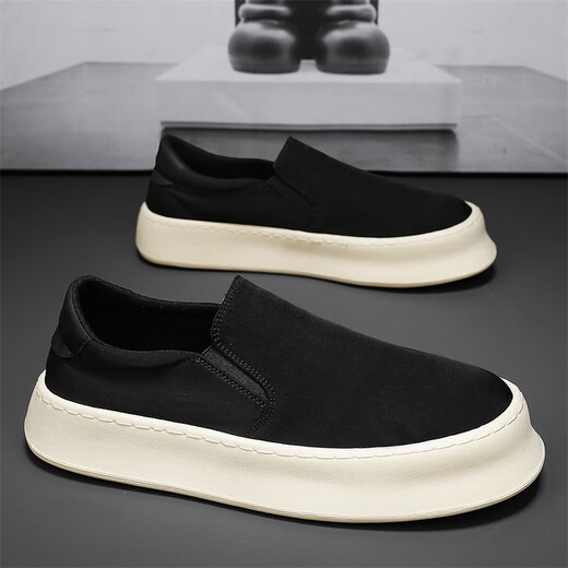 dkcci老北京布鞋男夏季透气冰丝软底休闲板鞋一脚蹬工作防滑黑色帆布鞋 黑色 26 (260mm) 42