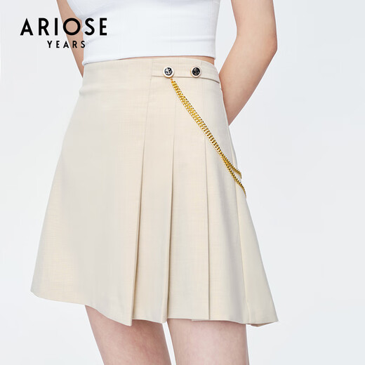 Enos Eshi shopping mall same style summer new chain decorated short skirt pleated skirt college style JK skirt for women 10513526 oatmeal color S
