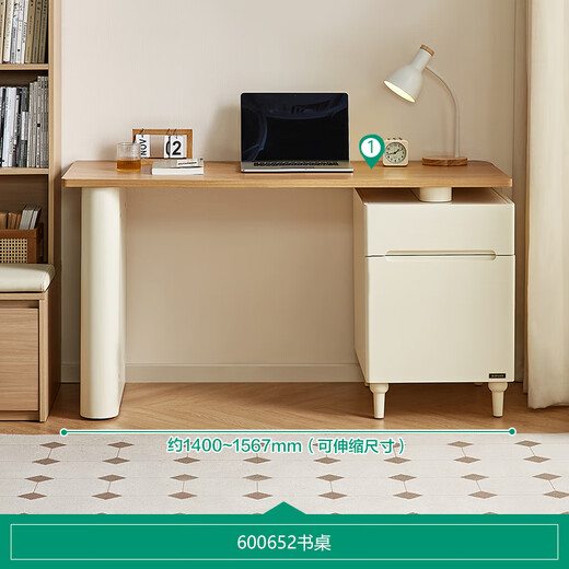 Quanyou Home Log Furniture Desk with Drawer Home Study Office Storage Table Bedroom Makeup Table and Chair Combination Log Color + Milk White | Reverse Desk