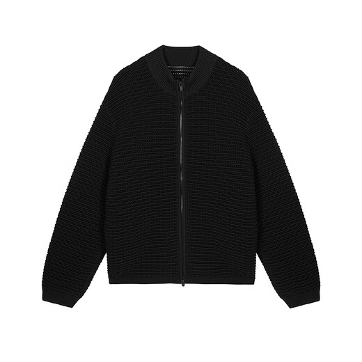 Sketch men's 2025 spring and summer new arrival cotton thick needle single-sided cardigan sweater loose half turtleneck 9P1314920 001 black L
