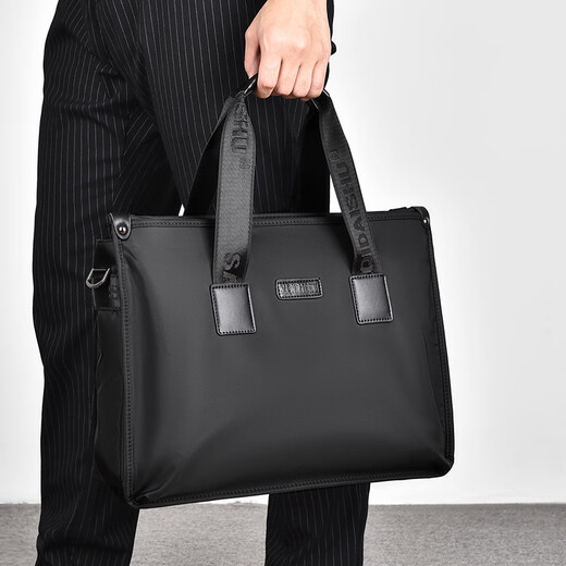 SAQIDAISHU Men's Briefcase Business Casual Handbag Large Capacity Business Travel A4 File Bag Shoulder Crossbody Bag Computer Bag Men Black Black Large Width 39*Height 29*Thickness 7cm
