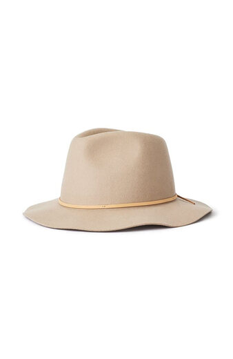 BRIXTON Men's Wool Felt Mid-Brim Fedora Hat Retro Outdoor All-Season Light Brown X Large Size