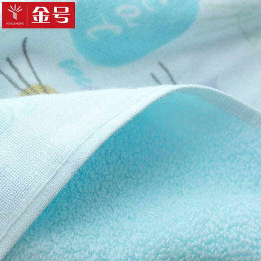 Gold number children's gauze towel pure cotton thickened soft absorbent children's towel Class A cartoon household baby face wash towel 1067 blue 1 piece