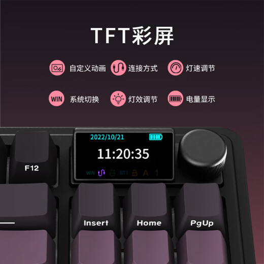 黑爵（AJAZZ）AK870PLUS三模客制化机械键盘 Gasket结构五层填充全键热插拔RGB下灯位电竞游戏高颜值HJ13A 【三模】织梦轴-渐变粉
