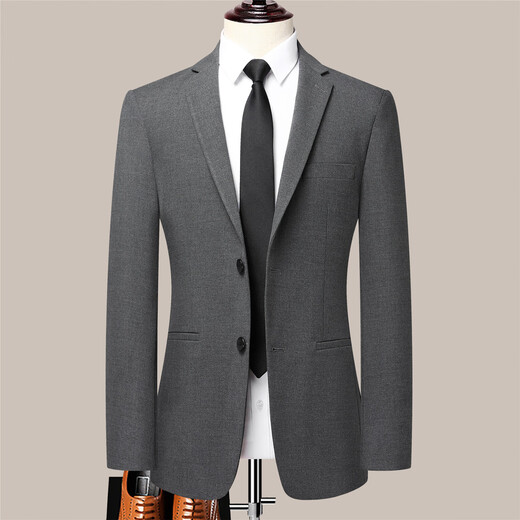 MOELAGVT Premium Suit Suit Wool Autumn and Winter Thick Suit Men's Business Casual Formal Wedding Groom and Groomsmen Ceremony Clothing Gray 2 Buttons Not Slit High-End Style M (170)