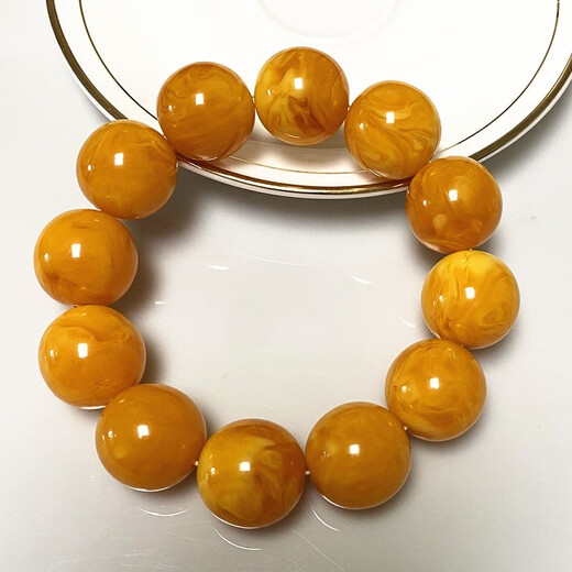 Antique natural beeswax bracelet for men and women, Russian material floating flowers without optimization, raw mineral demon flower bracelet, fidelity certificate, chicken oil yellow floating flowers 20mm*1, 0 carat, 2 thick wristband certificates for men