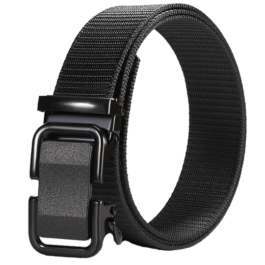 Watson Sheep Men's Belt Canvas Toothless Automatic Buckle Woven Belt Breathable Casual Outdoor Sports Student Military Training Pants Belt Black Automatic Buckle (Length 120cm Width 3.5cm) 120cm