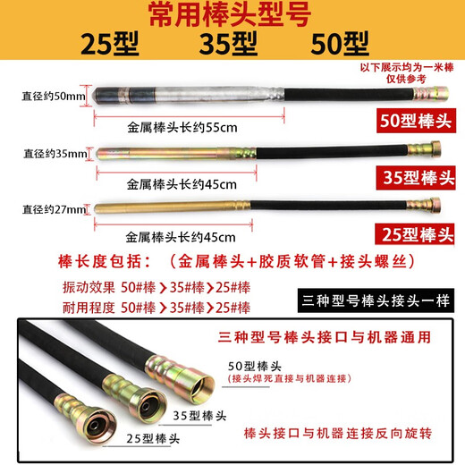手提式混凝土振动棒振动器小型水泥振捣棒单相电220V 3880W35型2米棒