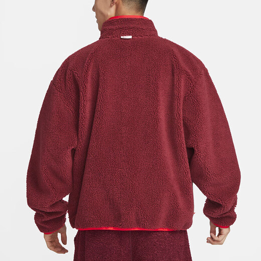 NIKE Jacket Men's 2025 Autumn and Winter New Sportswear Polar Fleece Warm Stand Collar Men's Jacket FZ6194-126 FZ6194-677 Red 2XL