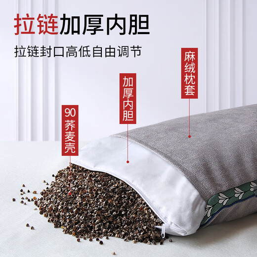 Ye Hanwei linen buckwheat shell pillow buckwheat pillow large buckwheat skin pillow core long pillow home blue one 4Jin Jin equals 0.5kg buckwheat 35*55cm