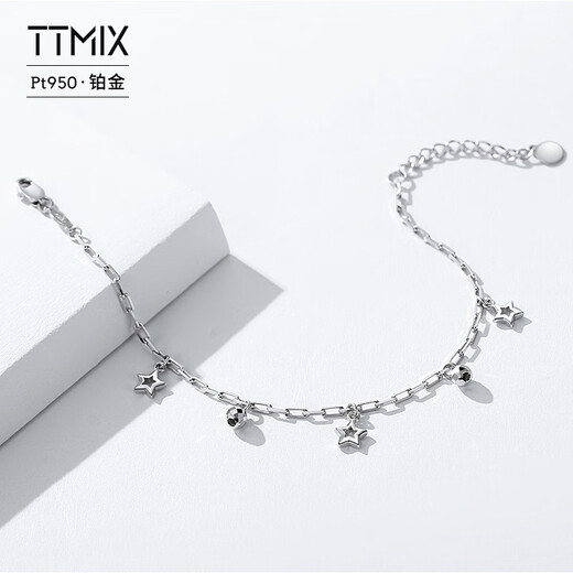 TTMIX platinum bracelet for women PT950 platinum star cross buckle chain fashion jewelry for girlfriend 4.8-5.0g 16+3cm