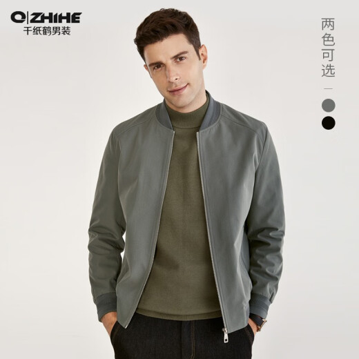 Qianzhihe (QZHIHE) Men's Pilot Baseball Jacket Jacket Spring and Autumn Corduroy Cadre Executive Men's Wear 02C Gray Green XL