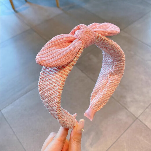 唐芙妮韩版立体兔耳朵宽发箍新款简约百搭宝宝小女孩头箍发卡头饰 粉色