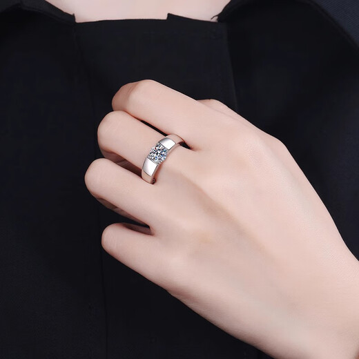 RHMPT950 Platinum Ring Men's Moissanite Diamond Platinum Engagement Ring Live Engraving Birthday Gift for Boyfriend Platinum Moissanite Diamond Ring + Certificate + Gift Box