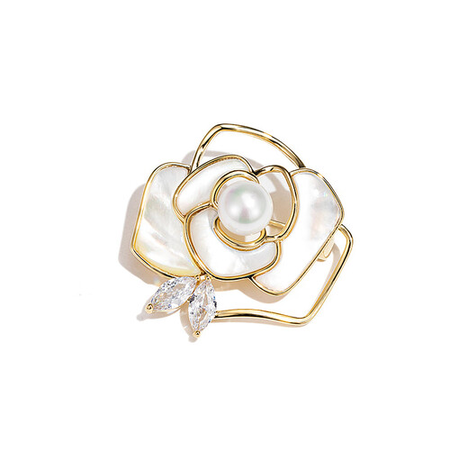 Qlady camellia brooch, high-end female brand corsage, anti-exposure pin, silk scarf buckle, Mid-Autumn Festival birthday gift for mom