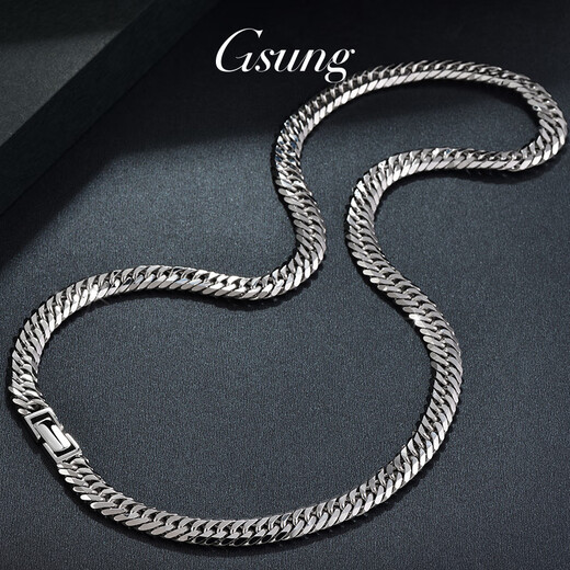 GsunG platinum necklace men's atmospheric PT950 double set horsewhip chain Xiping chain platinum men's necklace Cuban clasp chain Need to be customized Contact before shooting