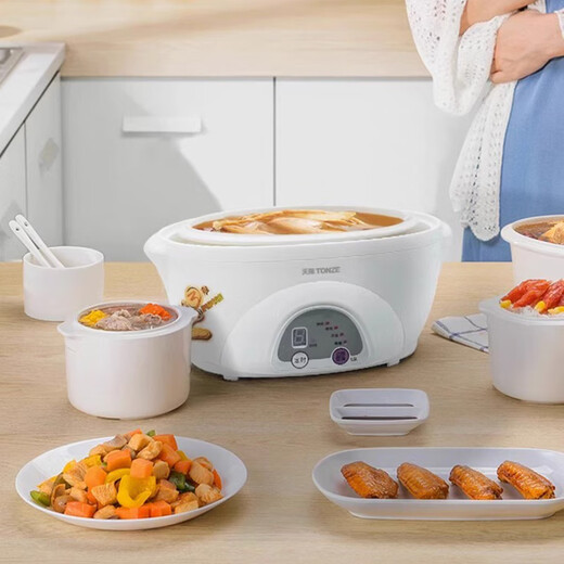 Tianji electric stew pot ceramic fully automatic 2 people 3 water-proof stew pot one pot three pots 1.6L white porcelain BB soup and porridge household one pot three pots classic (no reservation) 1.6L